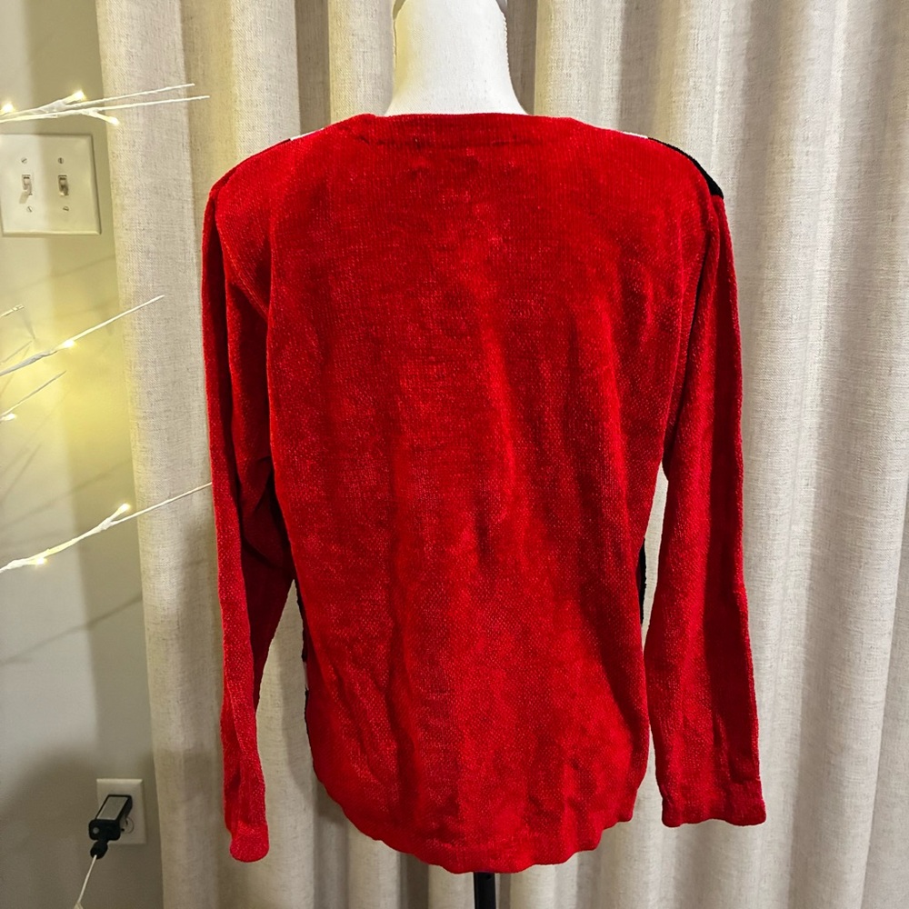 Vintage Victoria Harbour Red Black White Chenille Knit Sweater Medium M NEW NWT - Picture 5 of 7